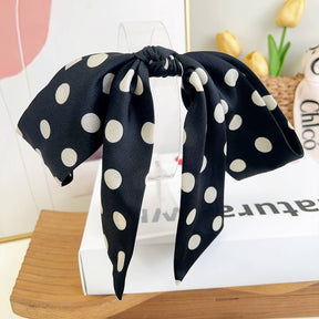 Polka Dot Ribbon Barrette Clip in Black
