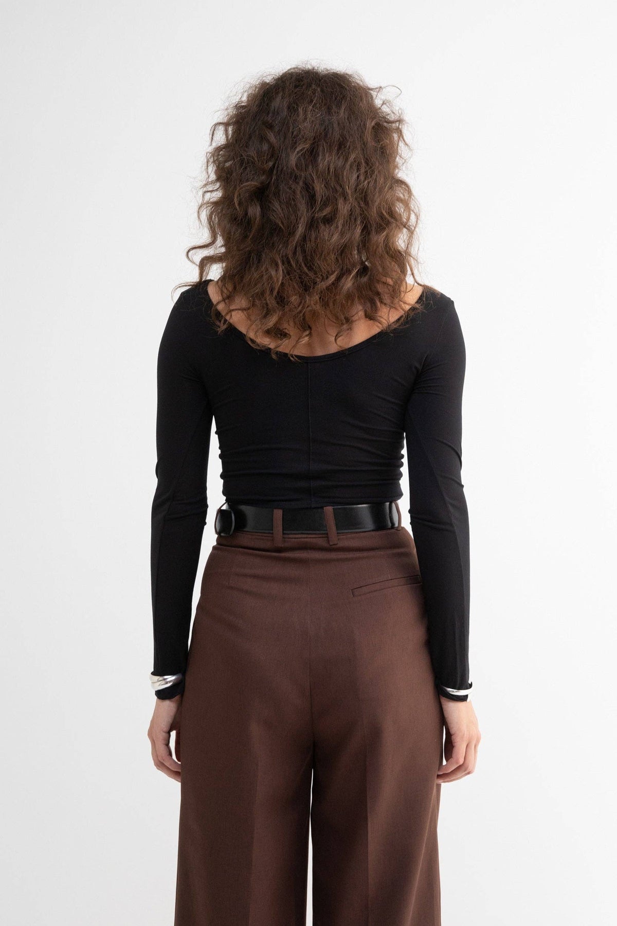 Betty Black Viscose Spandex Women's Knit Top in Black