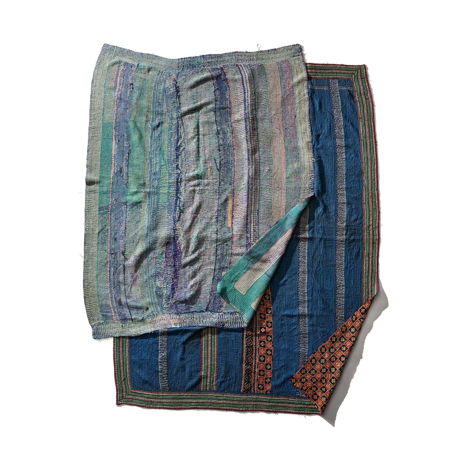 Vintage Kantha Quilt Pet Bed W/Cushion