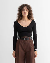 Betty Black Viscose Spandex Women's Knit Top in Black