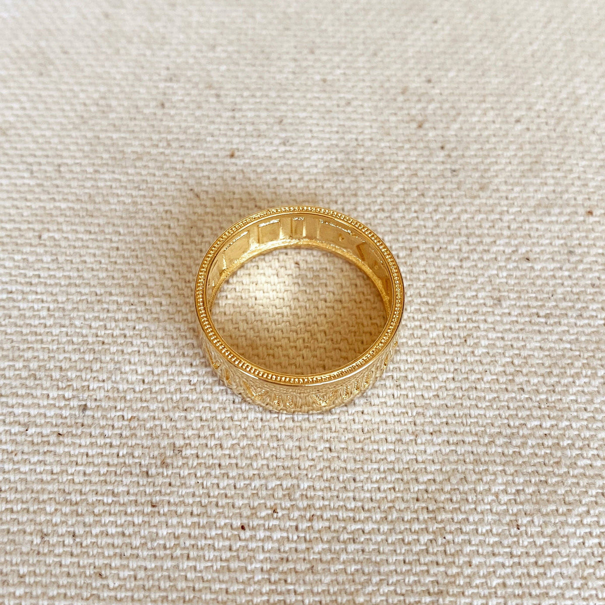 Gold Roman Numeral Band Ring in 18k Gold Fill