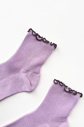 The Petite Ruffled Modal Socks Lilac / Brown