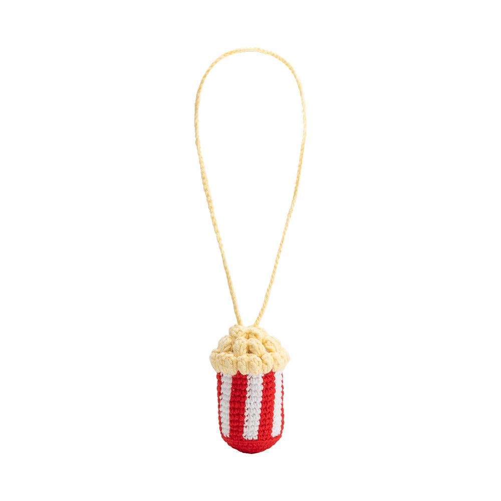 Popcorn Yellow Crochet Bag Charm