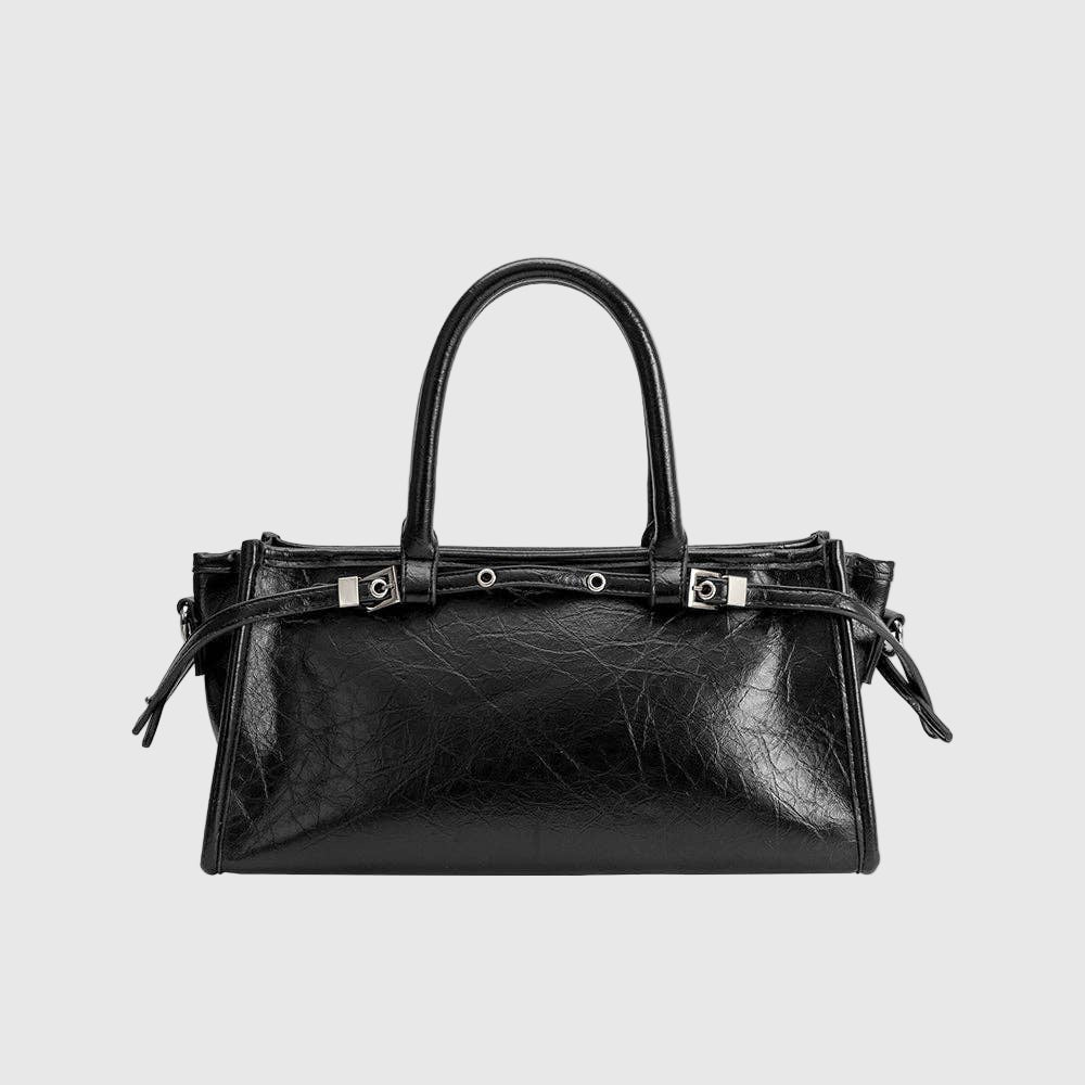 Rhonda Recycled Vegan Top Handle Bag in Black