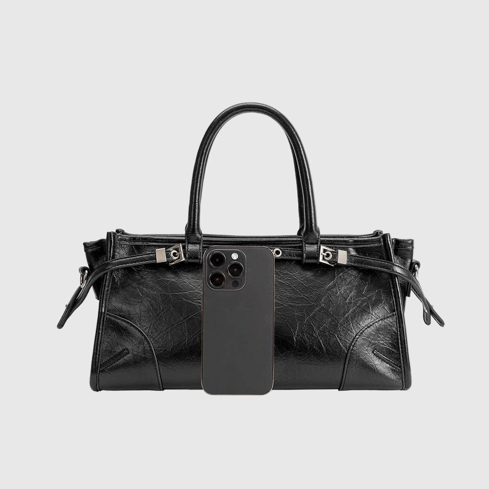 Rhonda Recycled Vegan Top Handle Bag in Black