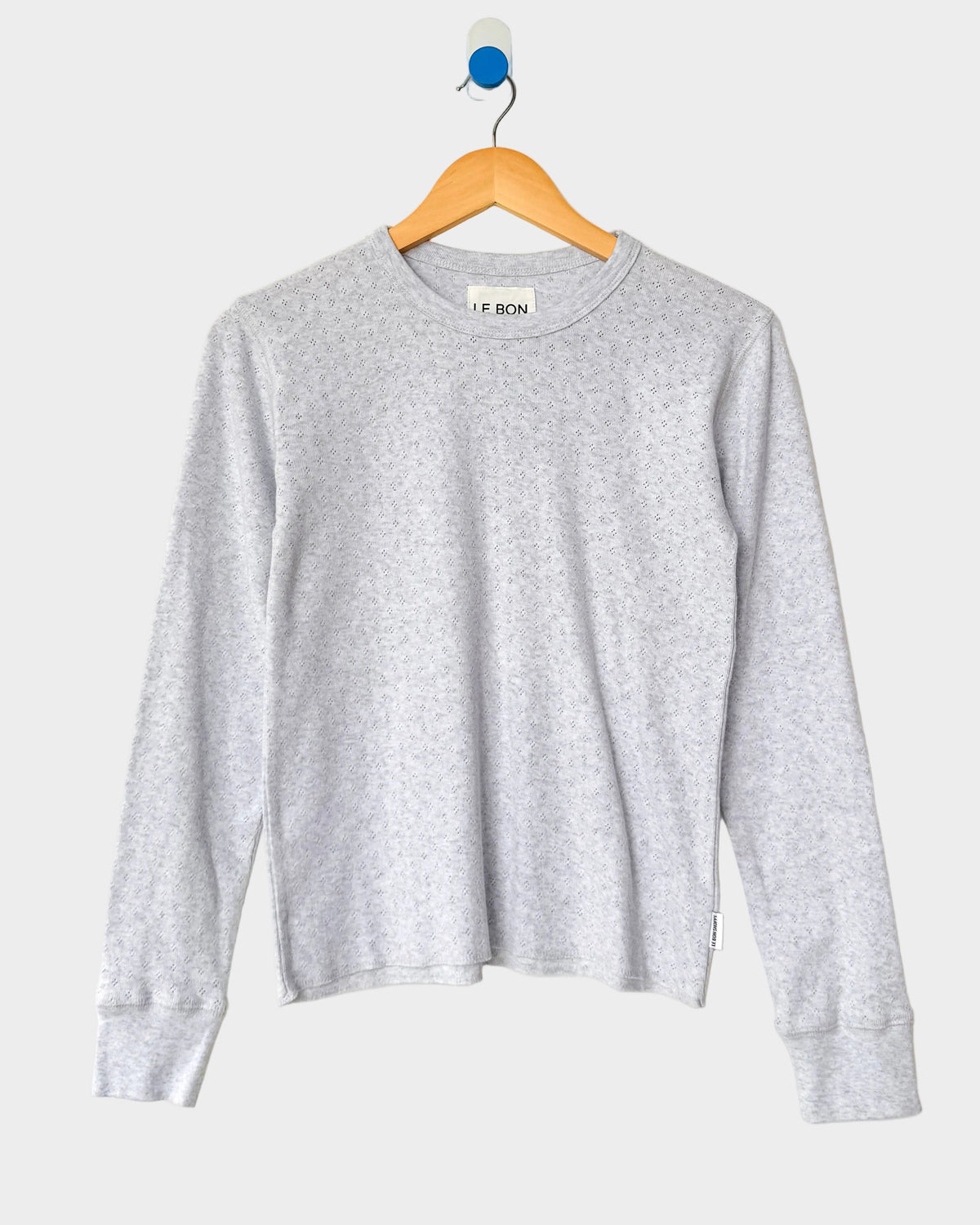 Pointelle Fundamental Tee in Icy Grey