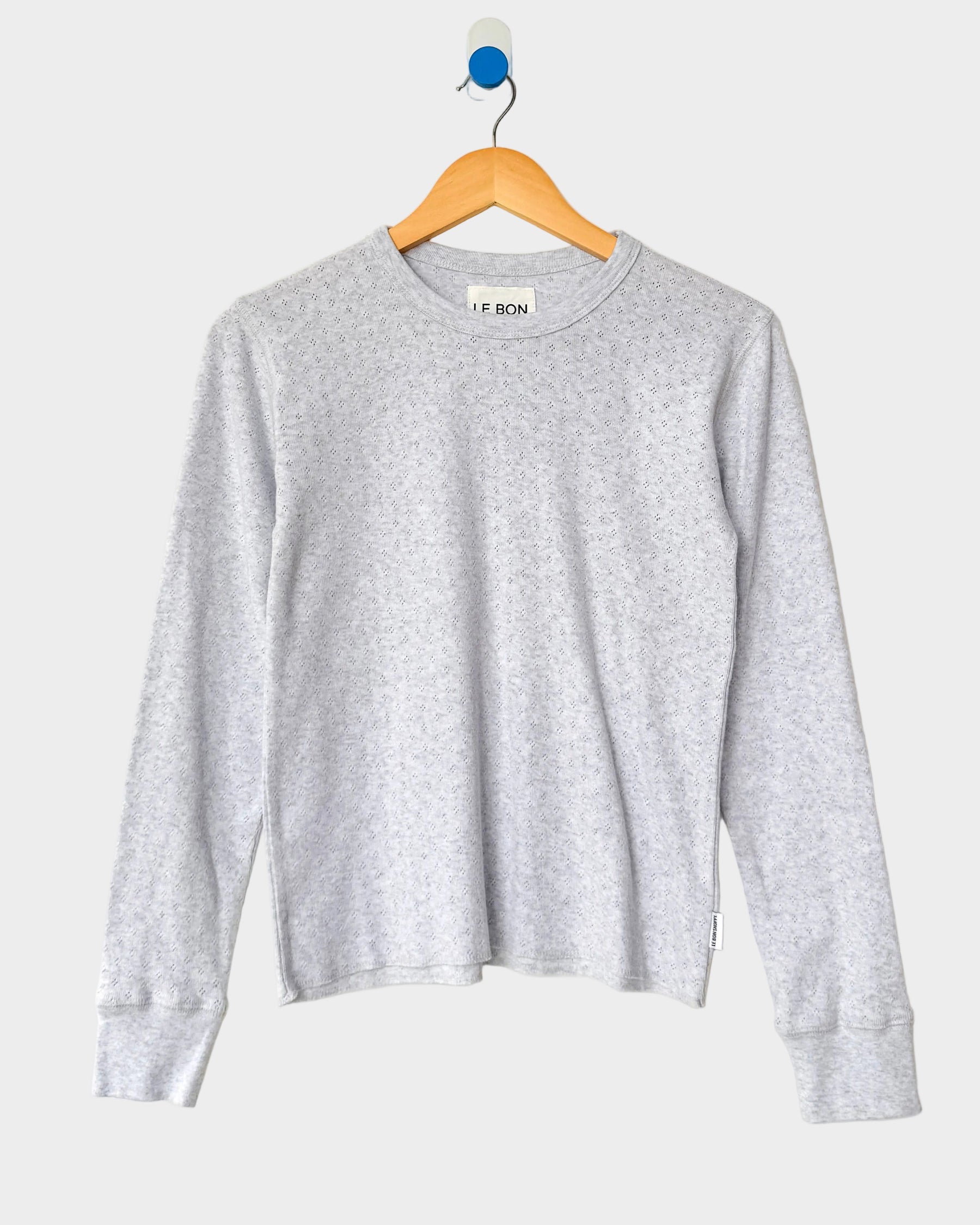 Pointelle Fundamental Tee in Icy Grey