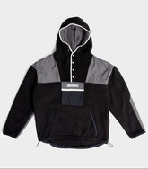 Hooded Sherpa Jacket in Black / Charcoal
