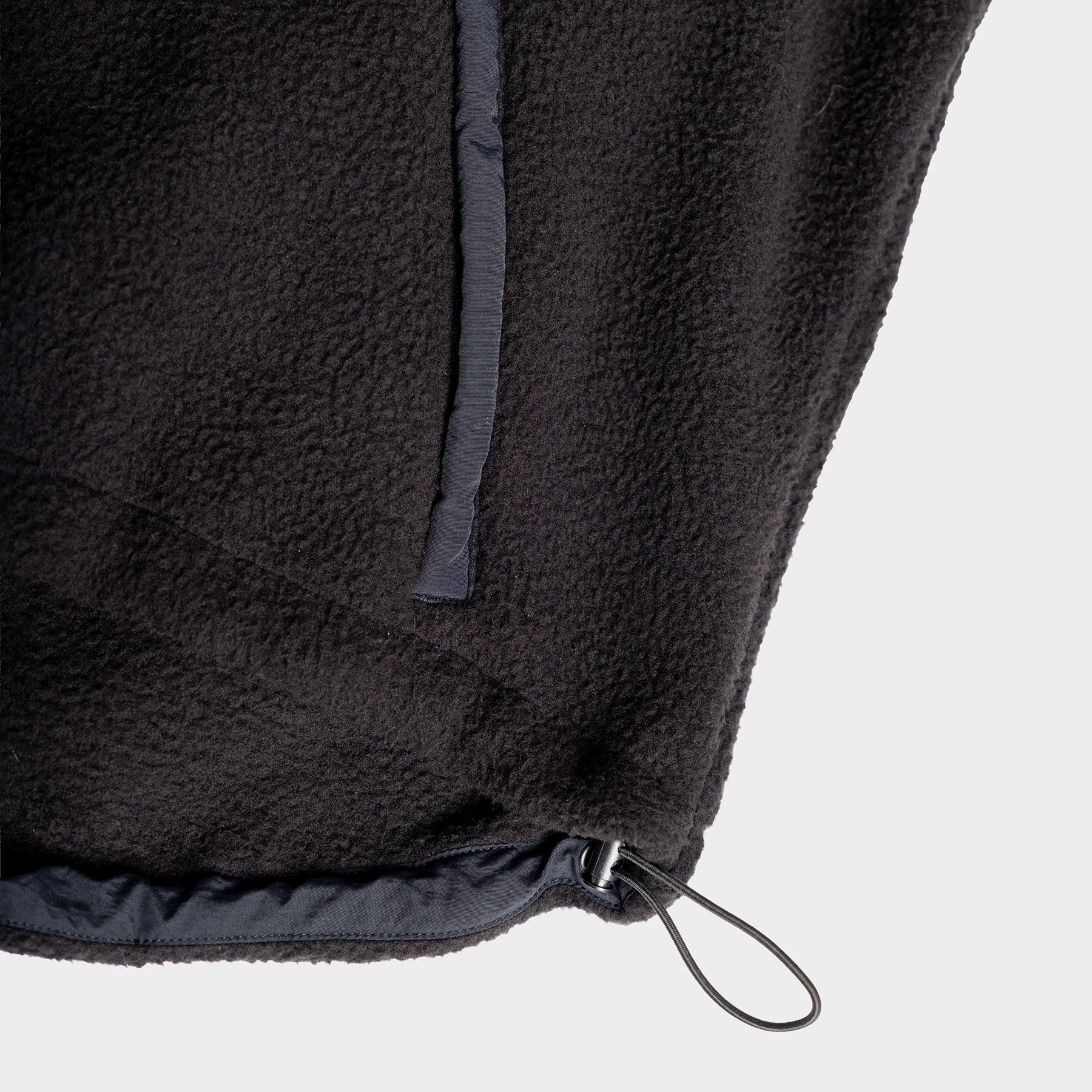 Hooded Sherpa Jacket in Black / Charcoal