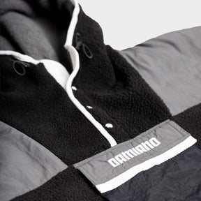 Hooded Sherpa Jacket in Black / Charcoal