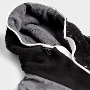 Hooded Sherpa Jacket in Black / Charcoal