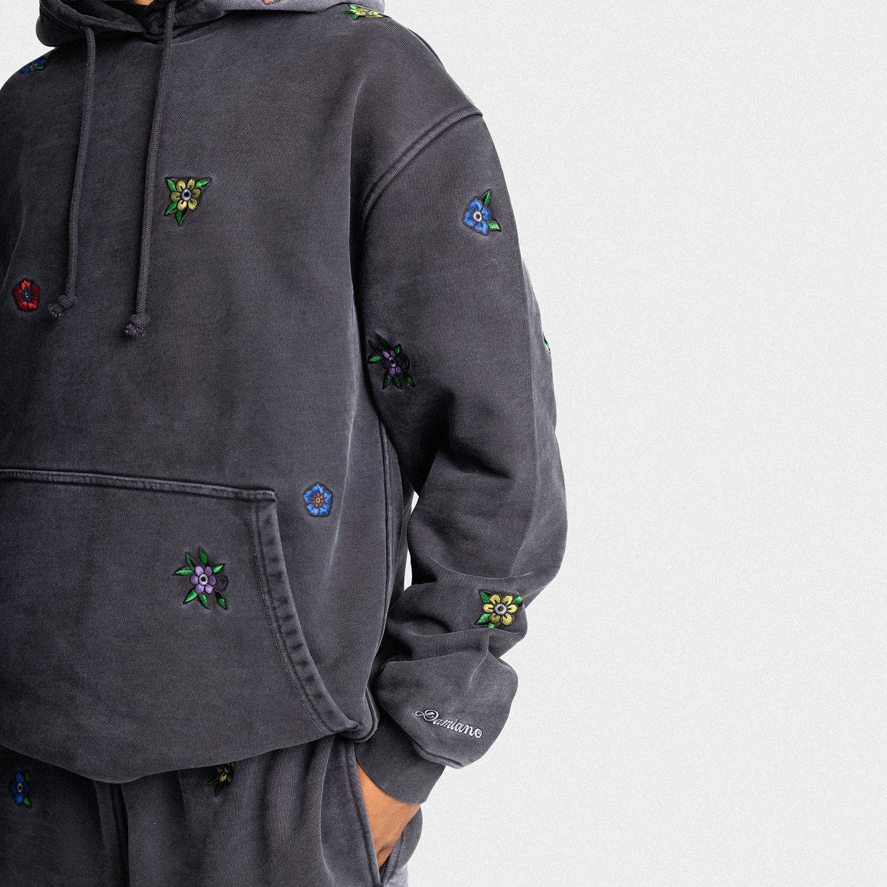 Ultra Heavyweight Floral Hoodie in Vintage Black