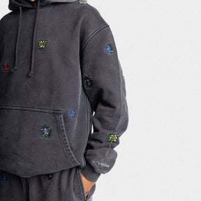 Ultra Heavyweight Floral Hoodie in Vintage Black