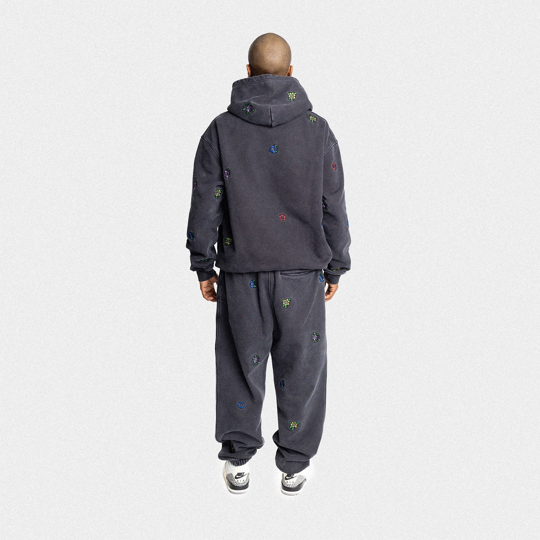 Ultra Heavyweight Floral Hoodie in Vintage Black