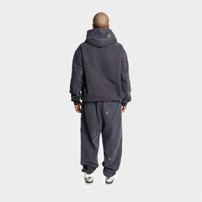 Ultra Heavyweight Floral Hoodie in Vintage Black