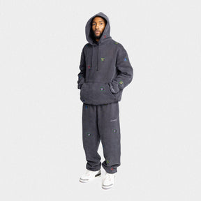 Ultra Heavyweight Floral Hoodie in Vintage Black