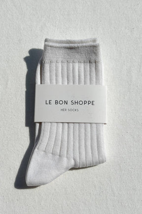 Her Socks - Mercerized Combed Cotton Rib in Classic White