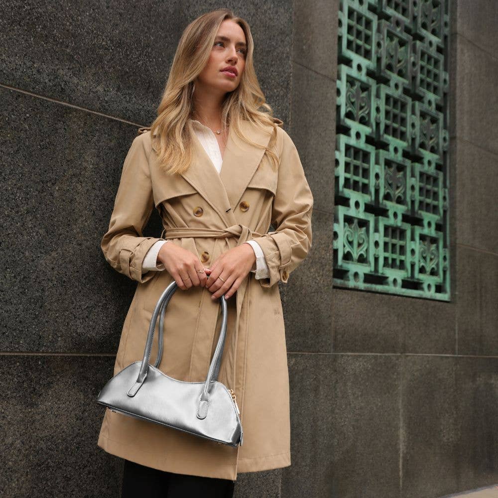 Dakota Silver Recycled Vegan Leather Shoulder Bag