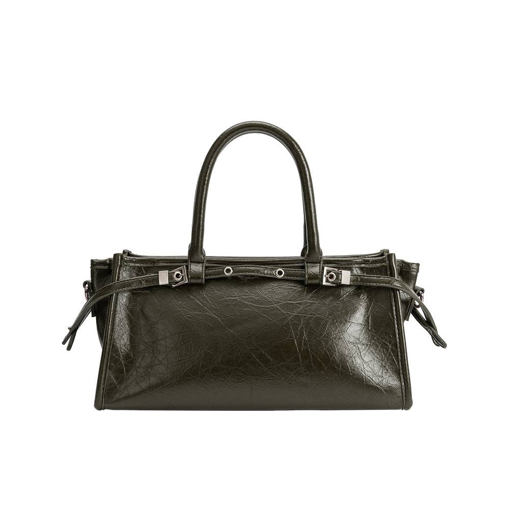 Rhonda Olive Recycled Vegan Leather Top Handle Bag