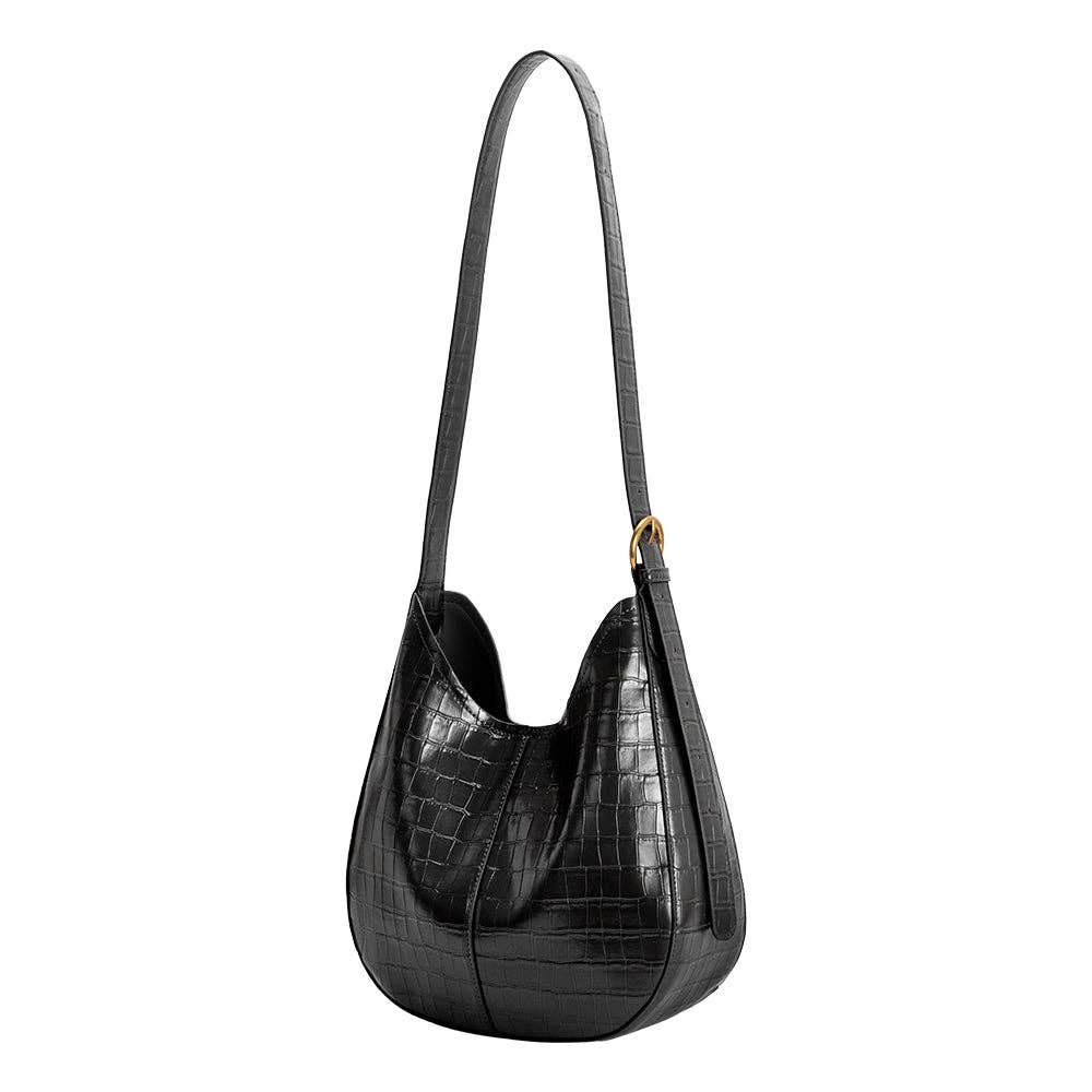 Stefanie Black Recycled Vegan Leather Shoulder Bag