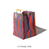 Recycled Plastic Stripe Rectangle Bag in Orange / Pink