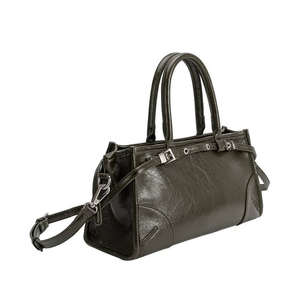 Rhonda Olive Recycled Vegan Leather Top Handle Bag