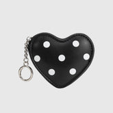 Puffy Heart Polka Dot Coin Purse Charm in Black