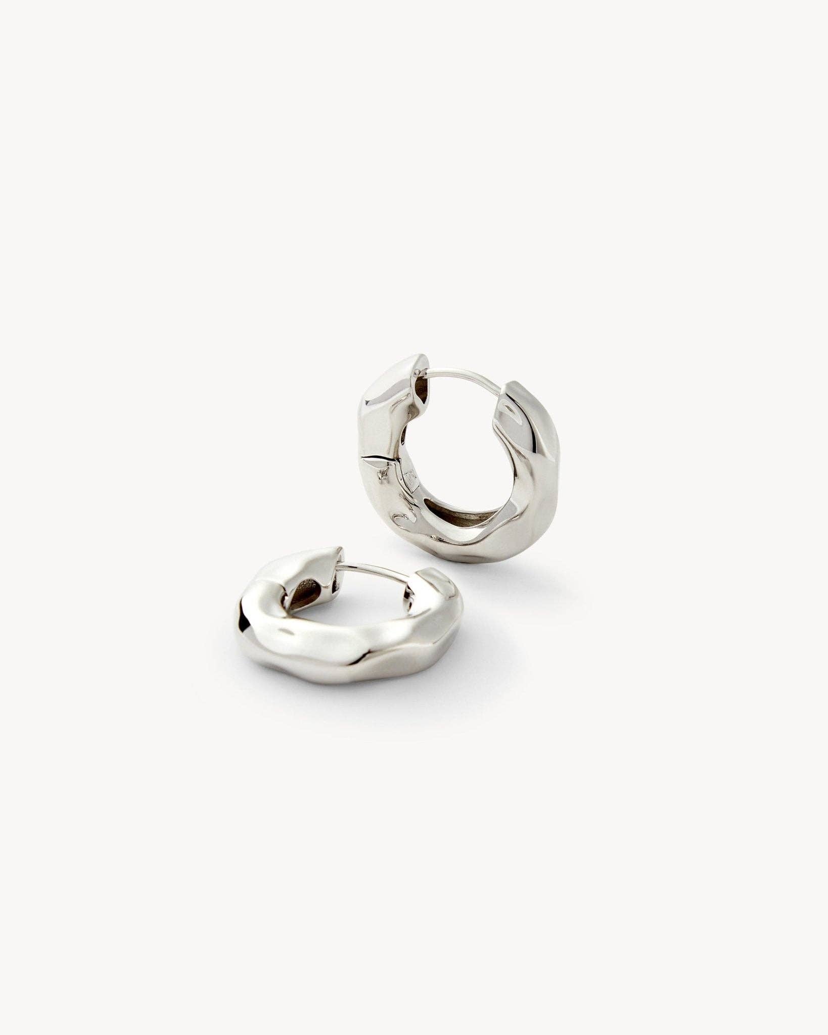 Wavy Chunky Hoops in Silver