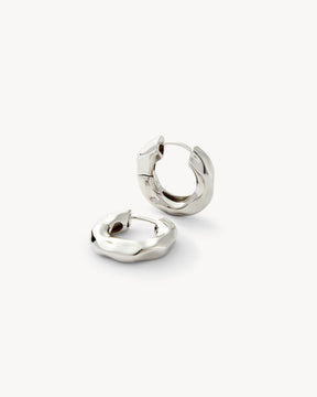 Wavy Chunky Hoops in Silver