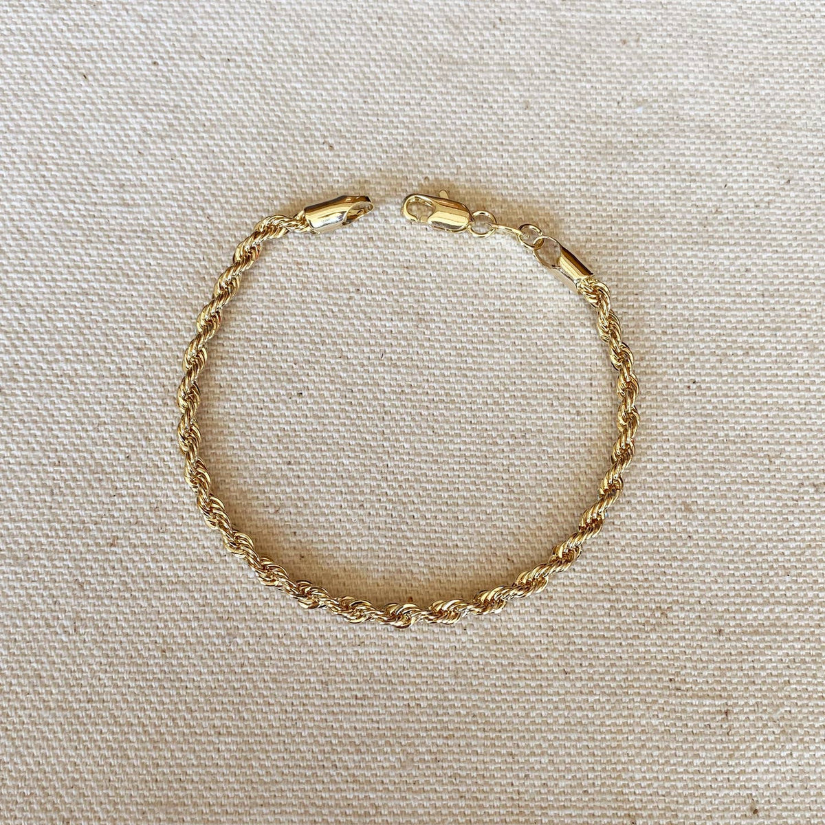 3mm Rope Bracelet in 18k Gold Fill