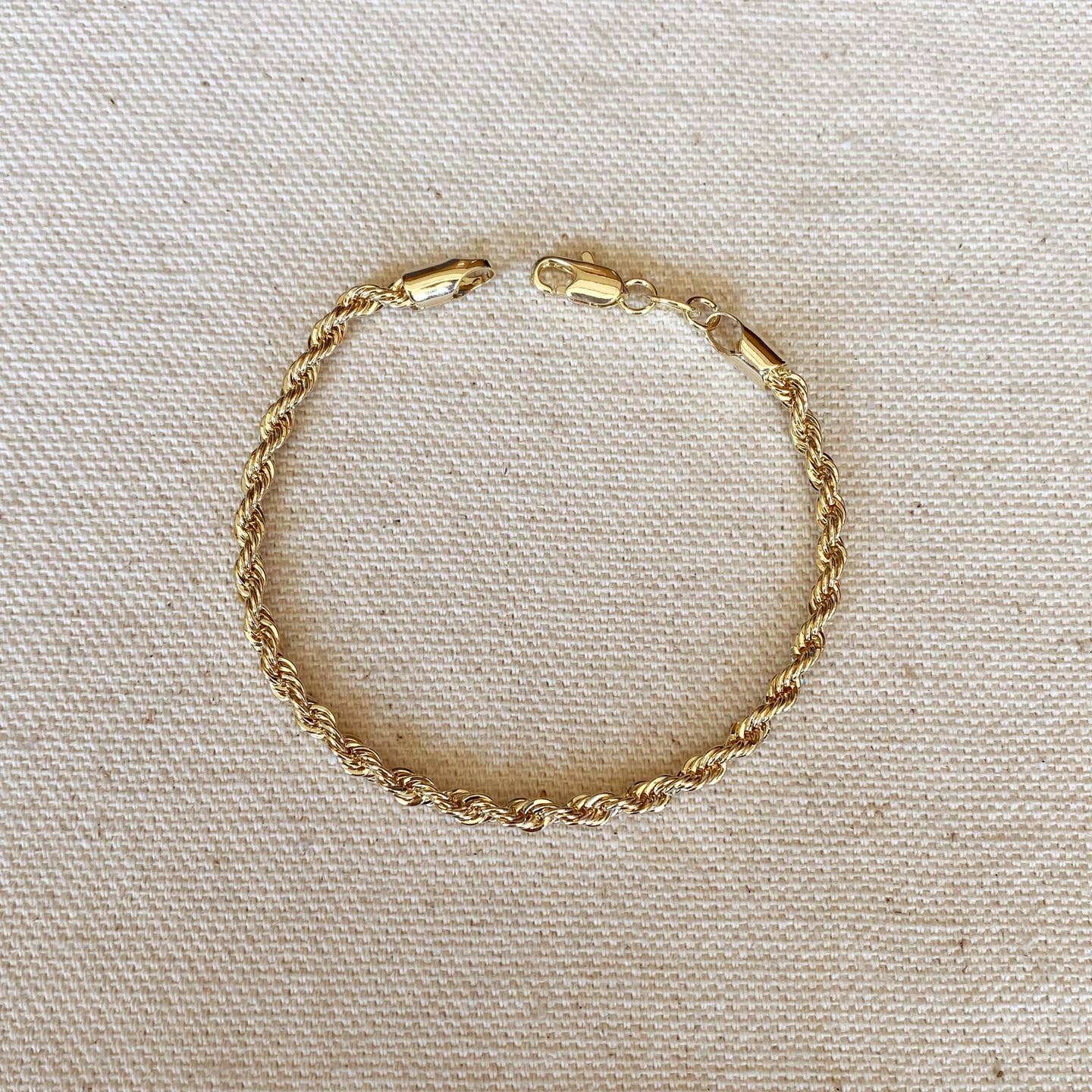 3mm Rope Bracelet in 18k Gold Fill