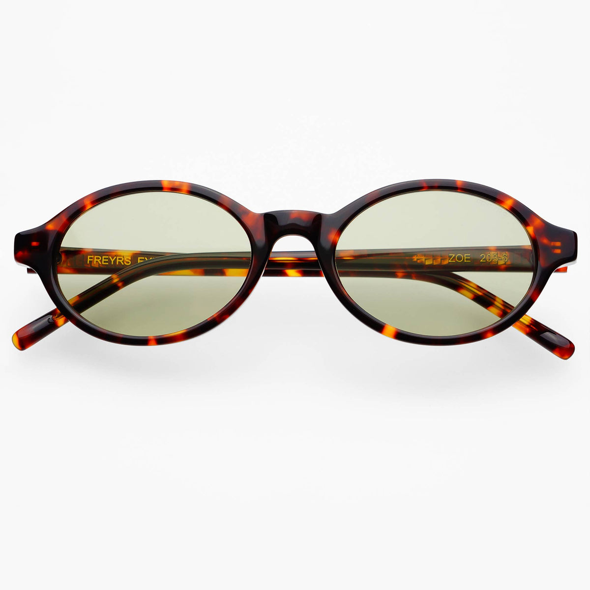 Zoe Acetate Round Sunglasses in Tortoise / Light Green