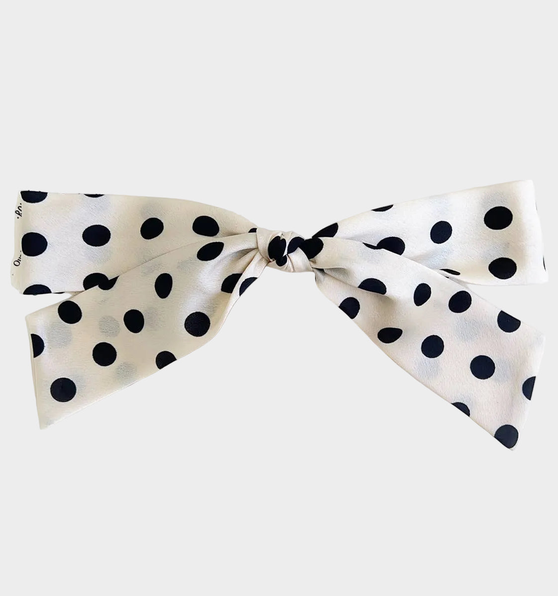 Polka Dot Ribbon Barrette Clip in White