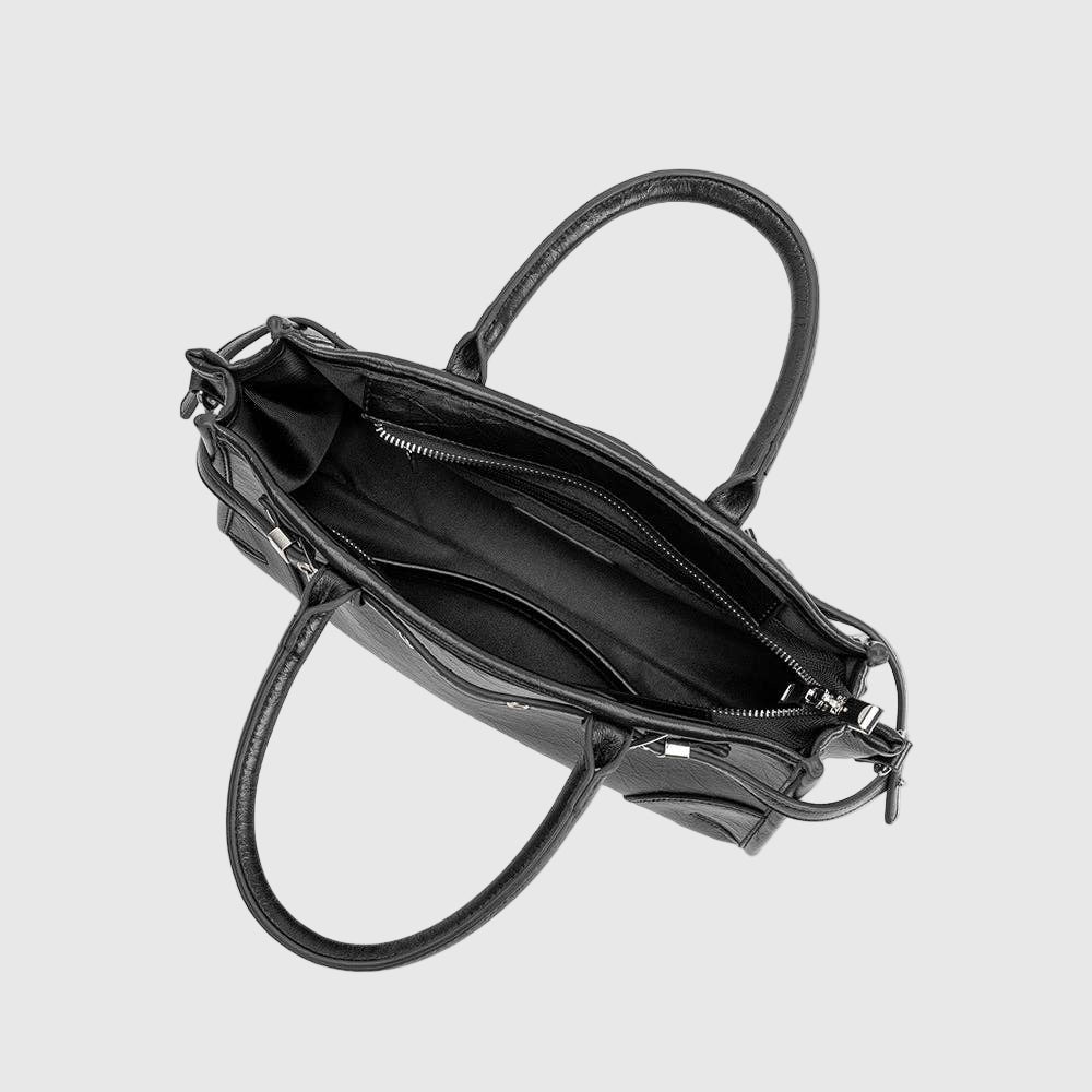 Rhonda Recycled Vegan Top Handle Bag in Black