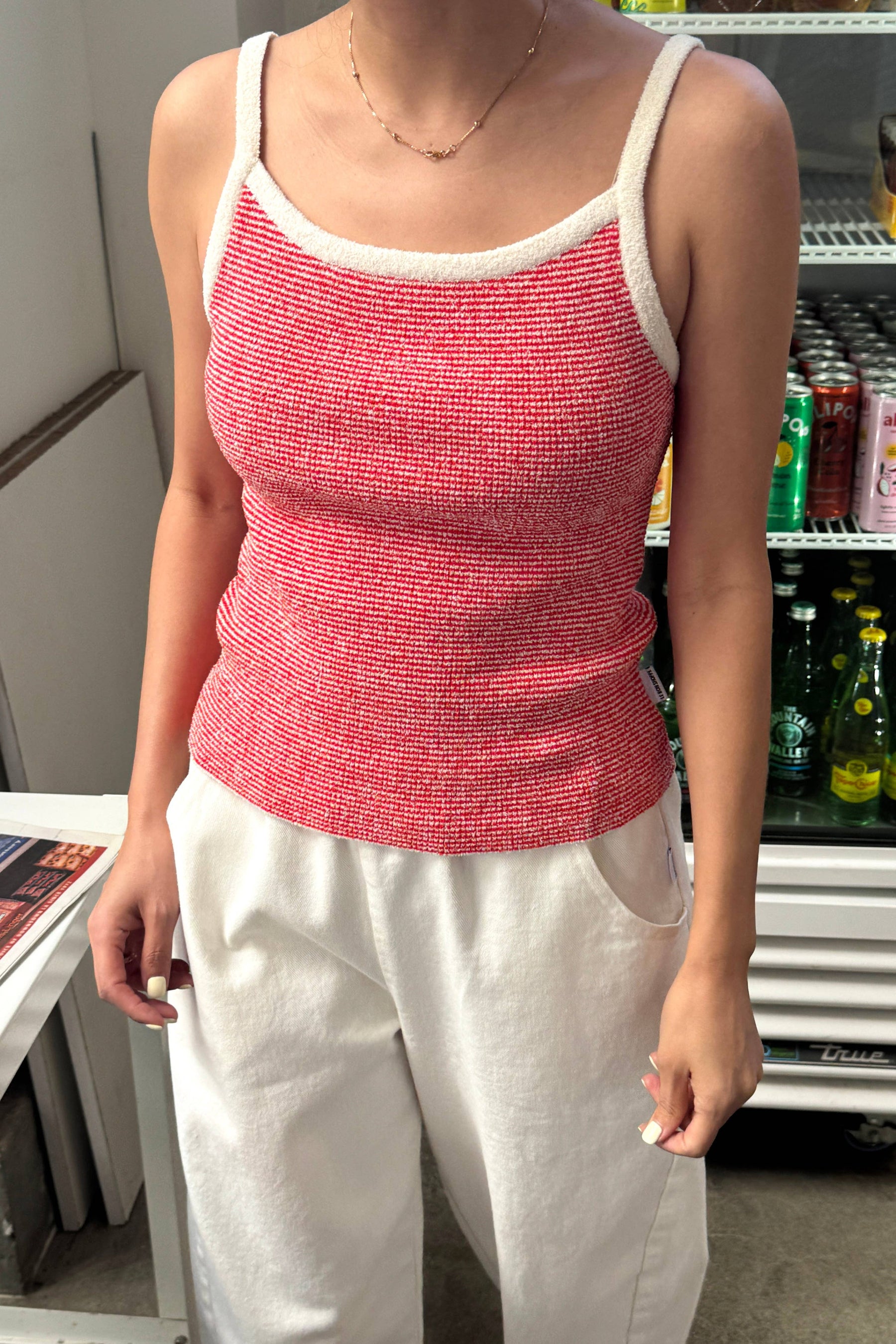 Lily Sweater Cami in Red Stripe