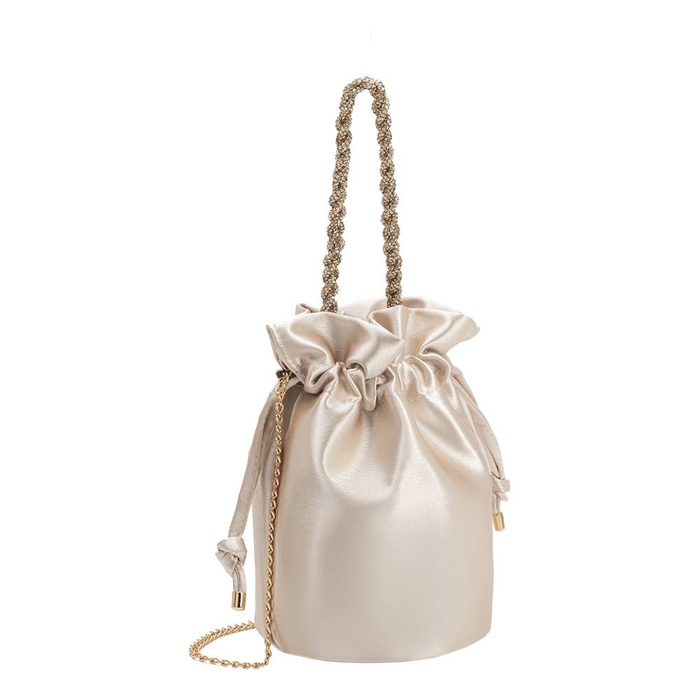 Jeane Champagne Satin Top Handle Bag