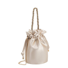 Jeane Champagne Satin Top Handle Bag