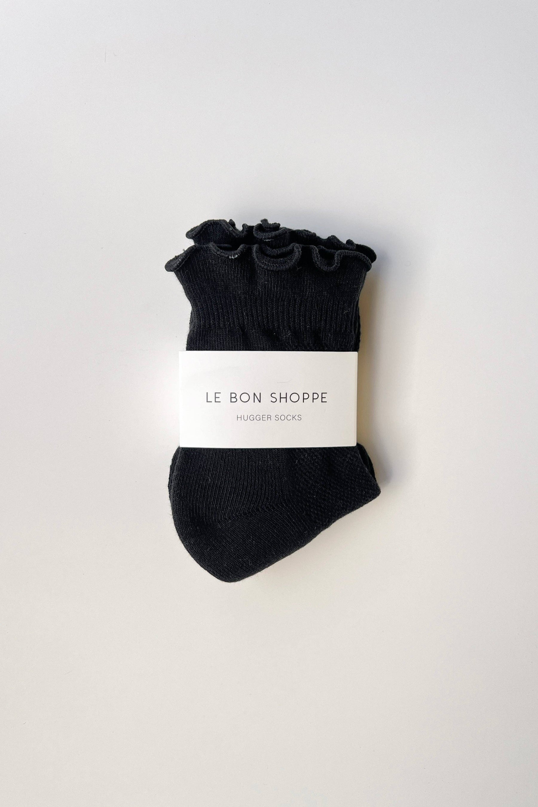 Ruffled Hugger Crew Socks in Black