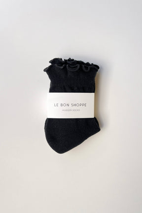 Ruffled Hugger Crew Socks in Black