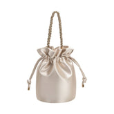Jeane Champagne Satin Top Handle Bag