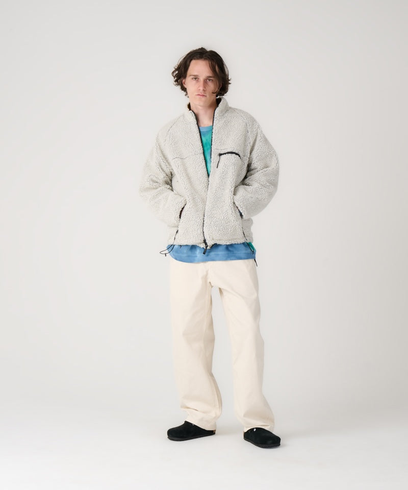 Reversible Sherpa Jacket in Natural / Chartreuse