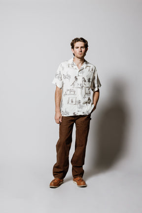Charcoal Montage Camp Shirt in Bone