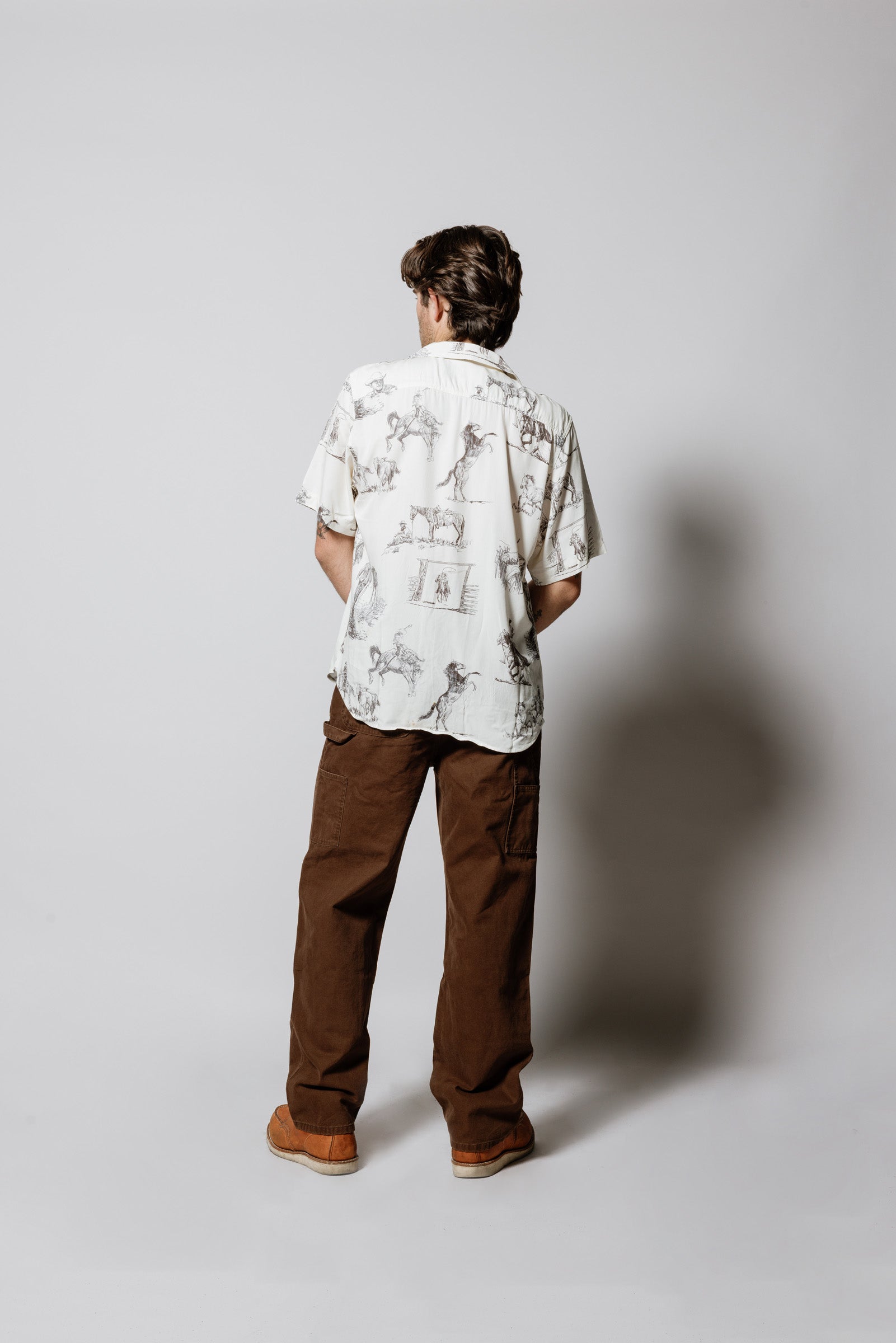 Charcoal Montage Camp Shirt in Bone