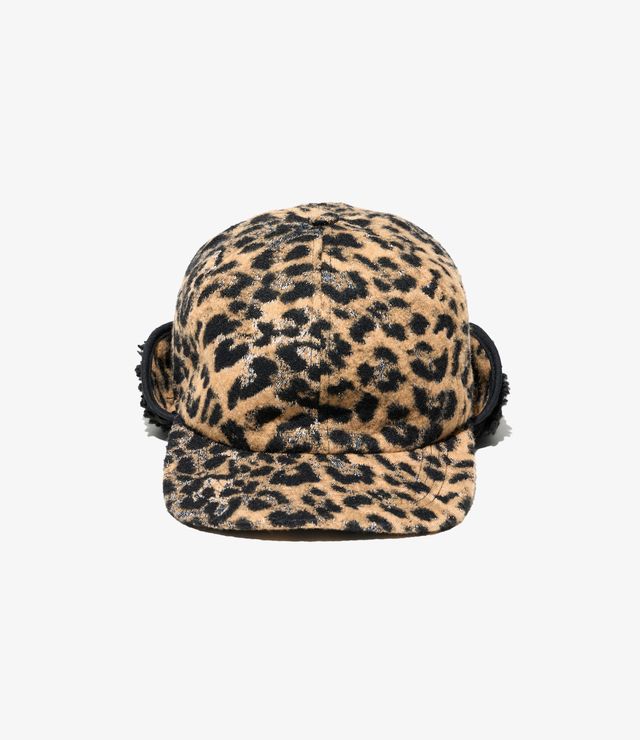 Hunting Cap in Brown Wool Poly Leopard Jq.