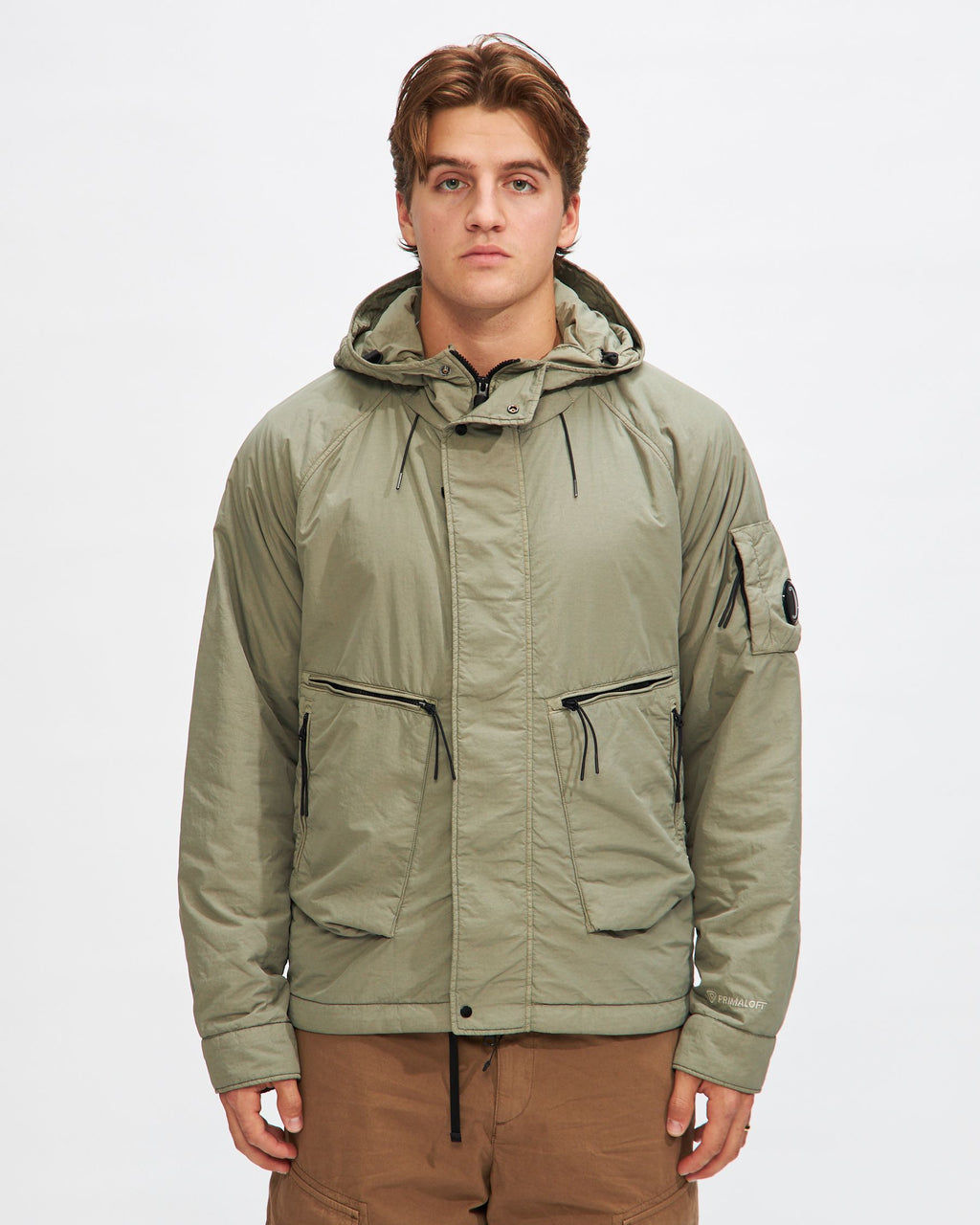 Flatt Nylon Hooded Jacket in Silver Sage