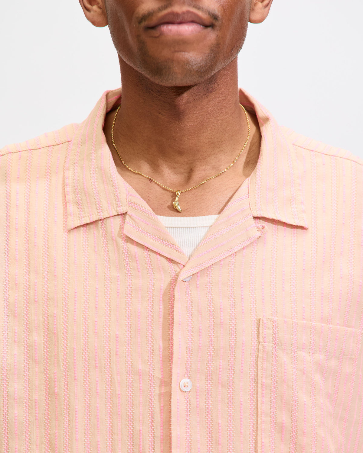 Road Shirt In Beige/Pink Fluro Cotton