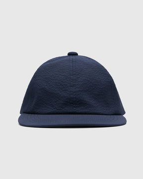 6 Panel Regimental Strap in Navy Seersucker