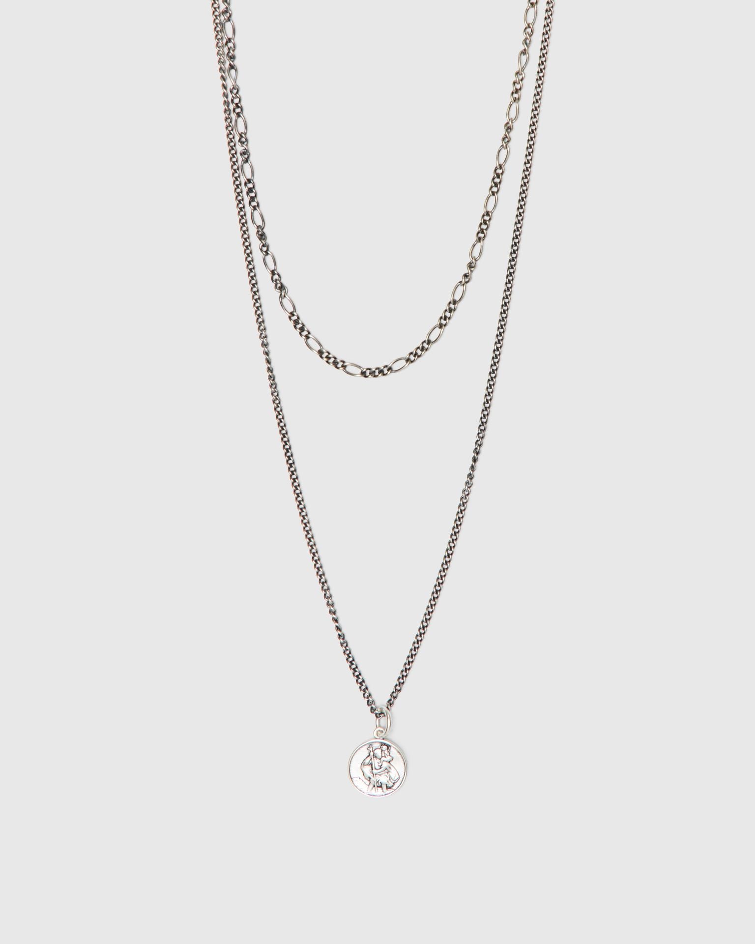 Silver St Christopher Multi Chain Necklace