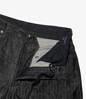 RF Jeans in Black Cotton Flocking Herringbone