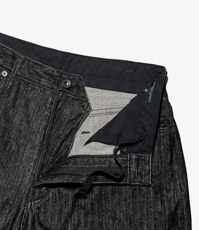 RF Jeans in Black Cotton Flocking Herringbone